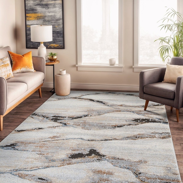 World Rug Gallery Transitional Horizon Area Rug 5 ft x 7 ft Gray WR206GRAY5X7 - main