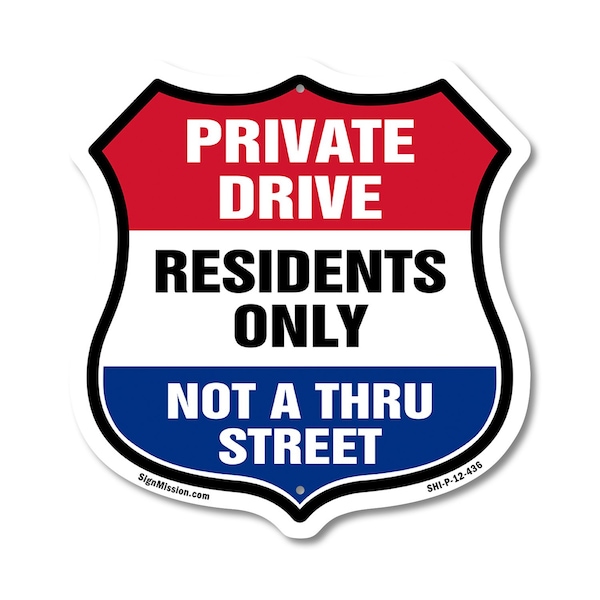 Signmission Private Driveway Shield Sign Private Dri, 12 Inch X 12 Inch, Plastic Sign SHI-P-12-436 - main