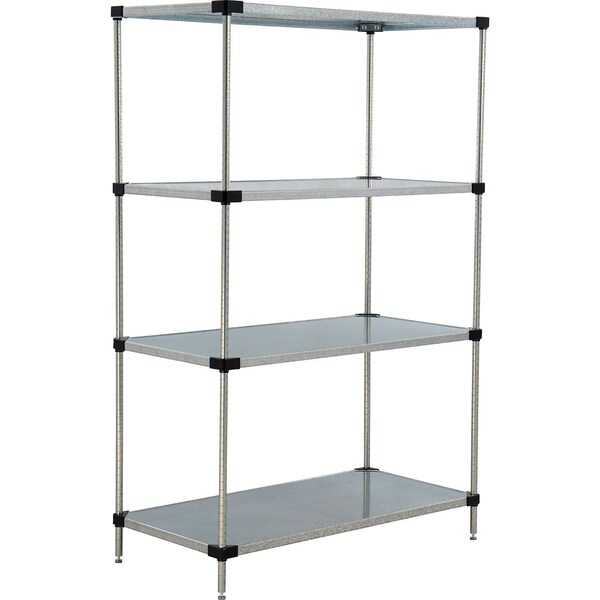 Global Industrial Nexel 4 Shelf, Galvanized Steel Solid Shelving Unit, Starter, 48"W x 18"D x 54"H 189901 - main