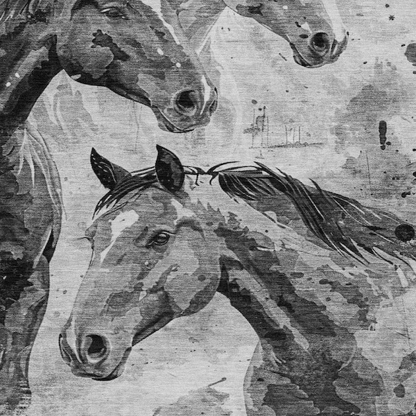 Homeroots 10' X 14' Gray And Silver Horse Washable Indoor Outdoor Area Rug 618702 - main