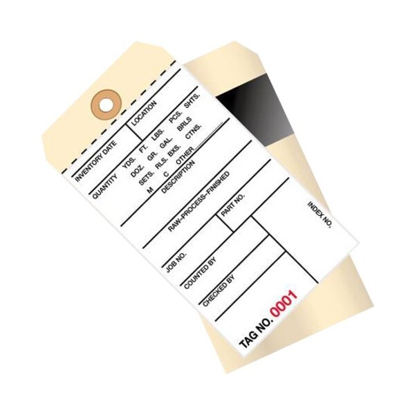 Box Packaging 2 Part Carbon Inventory Tags, 3500-3999, #8, 6-1/4"L x 3-1/8"W, 500/Pack G17081 - main