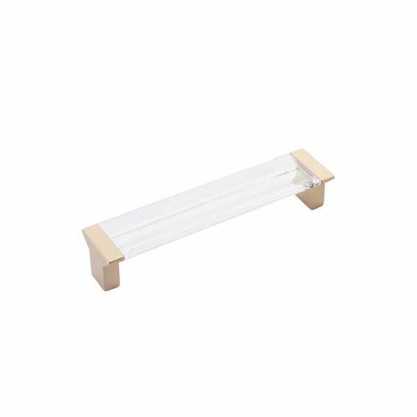 Schaub 5-1/16in Center to Center Positano Clear Cabinet Pull Signature Satin Brass Finish 316-SSB-CL - main