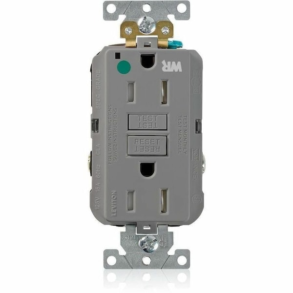 Leviton SmartlockPro GFCI 15A WR/TR/HG/PI Gray GFWT1-HGG - main