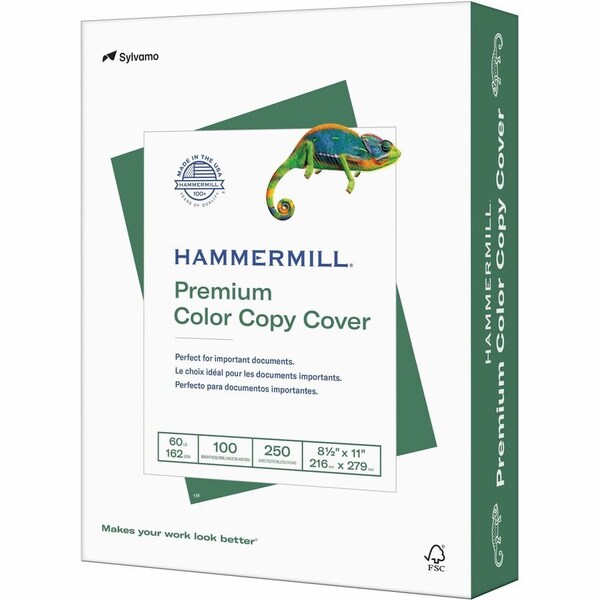 Hammermill Paper for Color 85x11 Inkjet, Laser Printable Multipurpose Card Stock White, White, 250PK HAM122549 - main