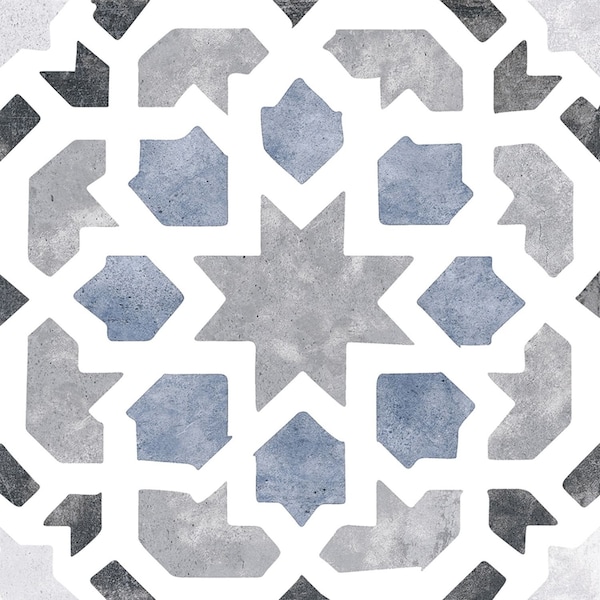 Andova Tiles SAMPLE-Luv Charmed Blue 8-in. Encaustic Spanish/Moroccan Patterned Matte Porcelain Wall & Floor Tile SAM-ANDLUV455 - main
