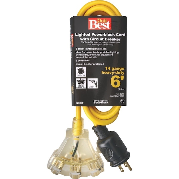 Do It Best 6 Ft. 14/3 Circuit Breaker Protected Extension Cord 553306 - main