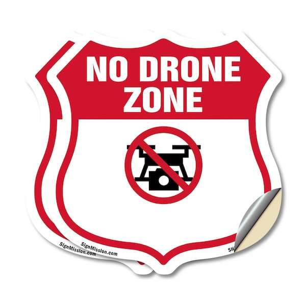 Signmission No Drone Shield Sign No Drone Zone From, 18 inch X 18 inch, Vinyl Decal, 2PK SHI-D-2PACK-18-392 - main