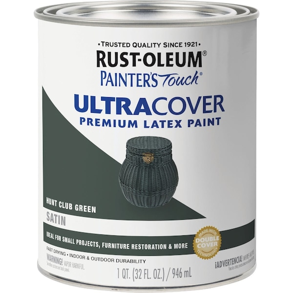 Rust-Oleum Painters Touch 2X Ultra Cover Premium Latex Paint Satin Hunt Club Green 1 Qt. 267334 - main