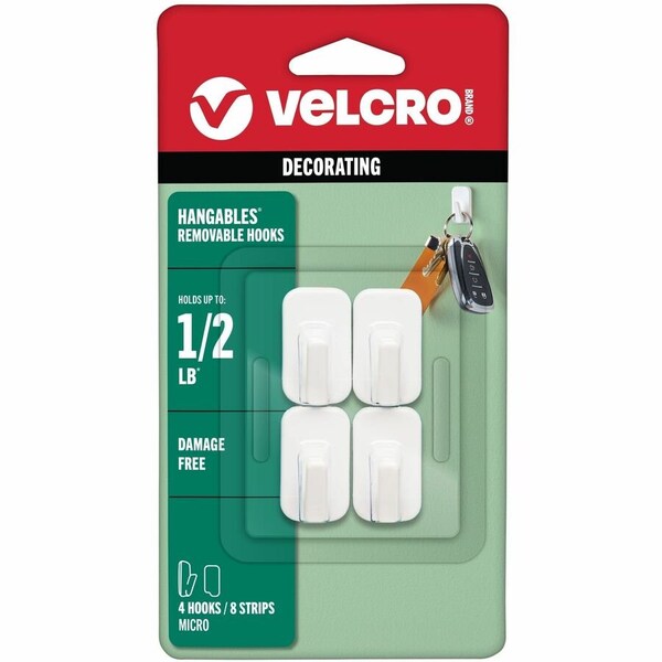 Velcro Brand 4CT WHT Micro Hangables VEL-30102-USA - main