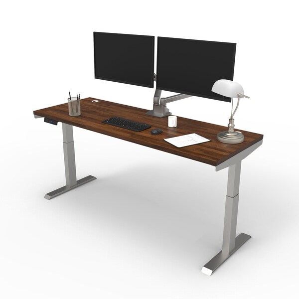 We'Re It Electric Sit Stand Desk, 46.25 H, 24 W X Laminate wood, metal, Brushed Silver, Walnut Block VL22BS7224-WNB - main