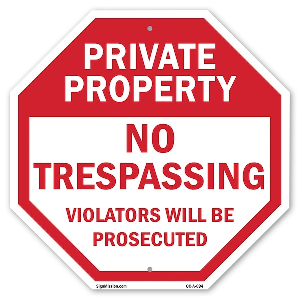 Signmission Private Property No Trespassing Vio, 10 Inch X 10 Inch, Aluminum Metal Signs OC-A-10-94 - main
