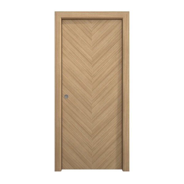 Sartodoors Sliding Pocket Door 36 x 84 inches, Ego 5005 Natural Oak, Kit Rail Hardware, Solid Wood Interior EGO5005PD-SNA-3684 - main