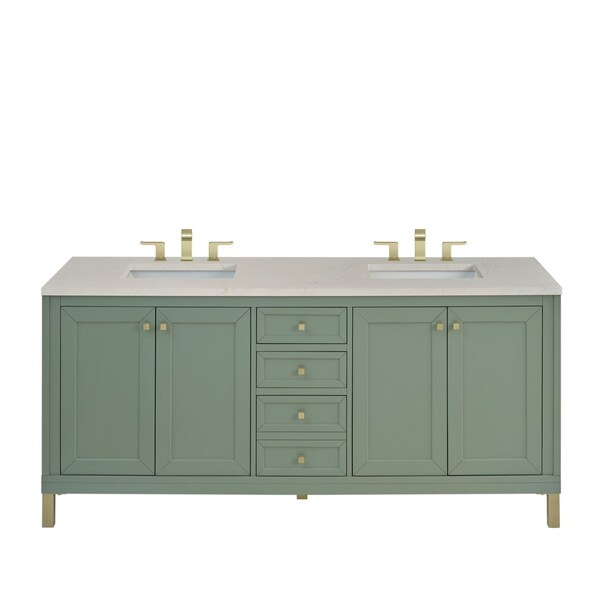 James Martin Vanities Chicago 72" Double Vanity, Smokey Celadon, w/ 3 CM Siberian Silestone Top 503-V72-SC-3SFR - main