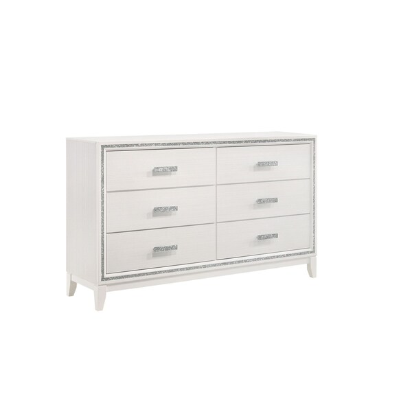 Homeroots 63" White Solid and Manufactured Wood Six Drawer Double Dresser 490485 - main