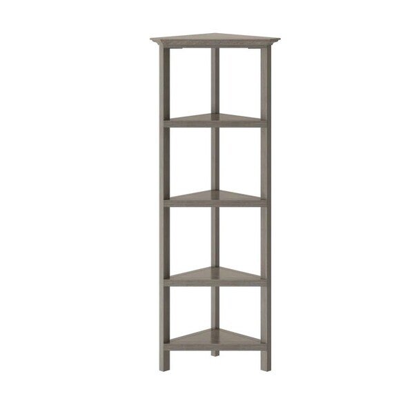 Homeroots Gray Solid Wood Corner Bookcase 379943 - main