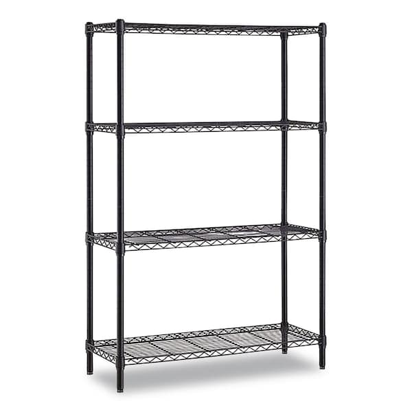 Whalen Four-Shelf Wire Shelving Unit, 36w x 14d x 54h, Black WS143654-4B - main