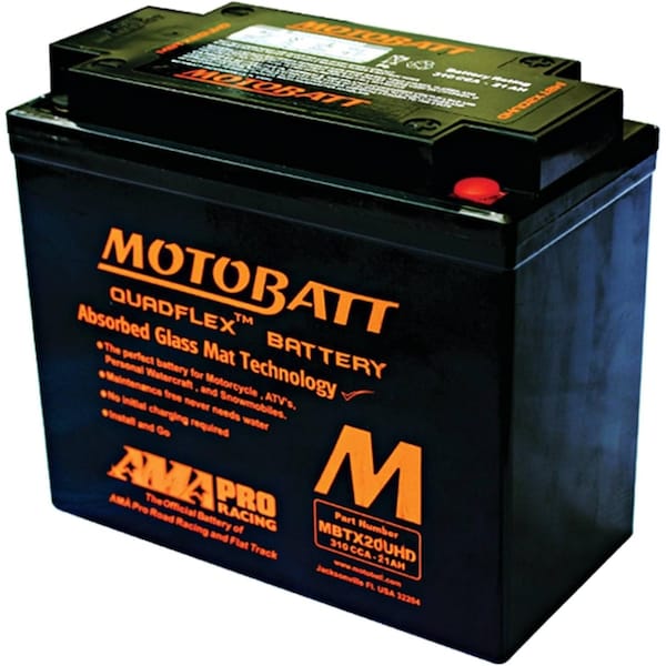 Motobatt 21Ah 310 CCA AGM Powersports Battery replaces YTX20HL MBTX20UHD - main
