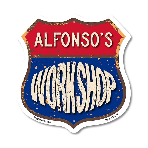 Signmission Alfonso's Workshop, 12 Inch X 12 Inch, Aluminum Metal Sign SHI-A-12-489-ALFONSO - main