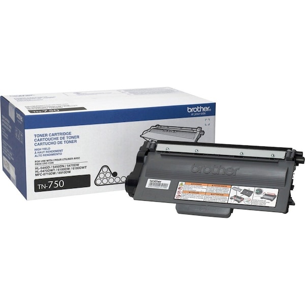 Brother Genuine TN750 High Yield Mono Laser Toner Cartridge - Laser - High Yield - Black - 1 Each TN750 - main