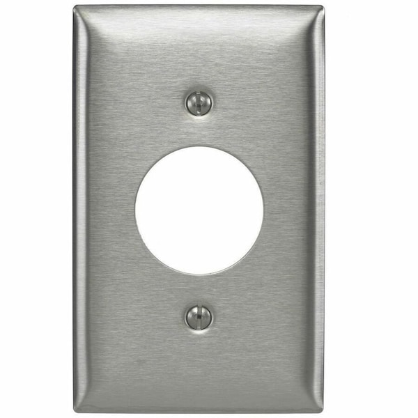Hubbell Wiring Device-Kellems Single Receptacle Wall Plates and Box Cover, Number of Gangs: 1 Stainless Steel, Brushed Finish SS7 - main