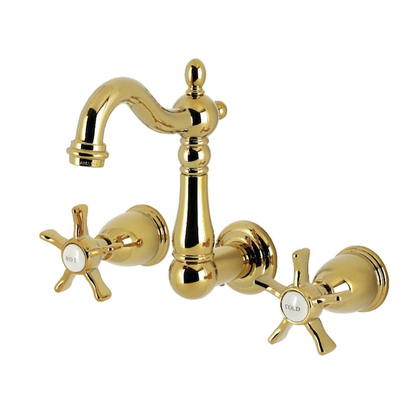 Kingston Brass Double-Handle Wall Mount Bathroom Faucet, Polished Brass KS1222NX - main