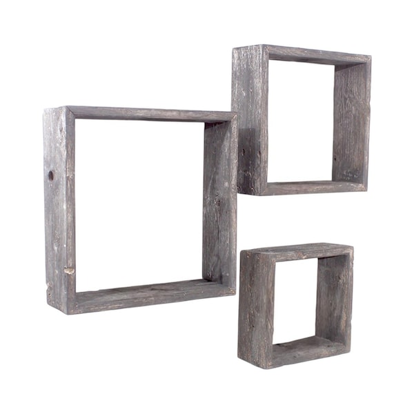 Homeroots Set of Three Smoky Black Wood Square Hanging Dimensional Sculpture, 3PK 380353 - main