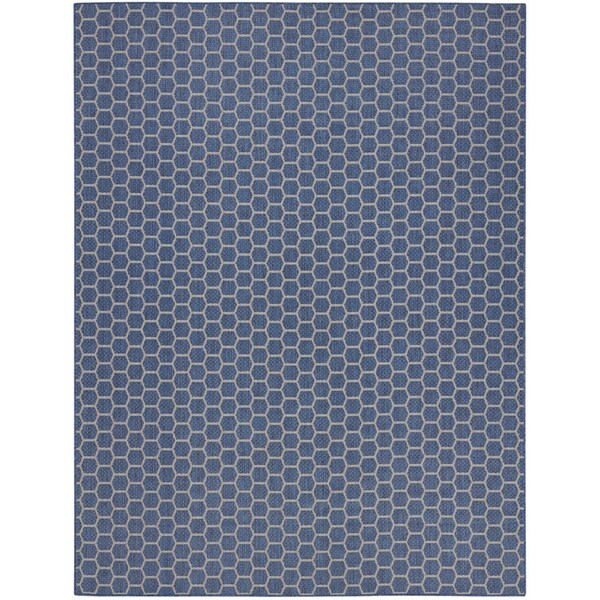 Homeroots 10' X 14' Blue And Beige Geometric Indoor Outdoor Area Rug 556317 - main