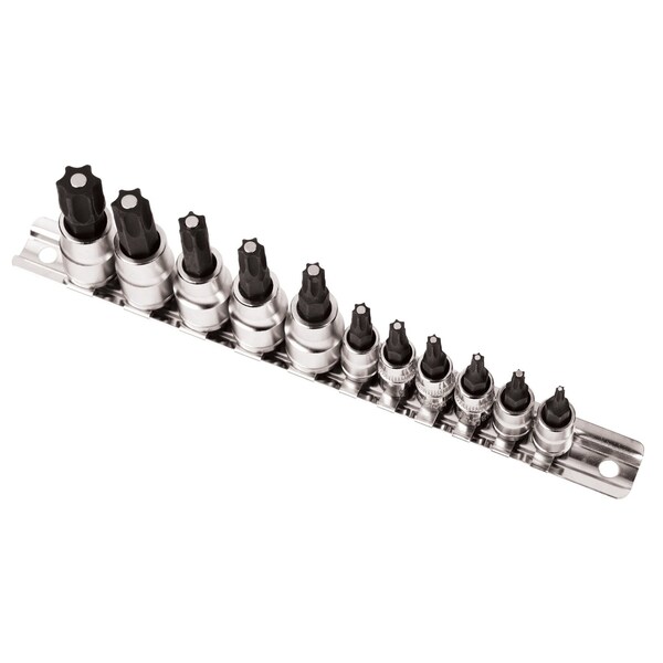 Performance Tool 11 pc. Magnetic Star Bit Socket Set, T10-T60 Sockets, S2 Steel Bits, Case W38801 - main
