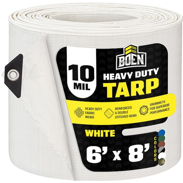 Boen Heavy Duty Tarp, 6 ft x 8 ft, 10 Mil, Silver, Polyethylene ST-68 - main