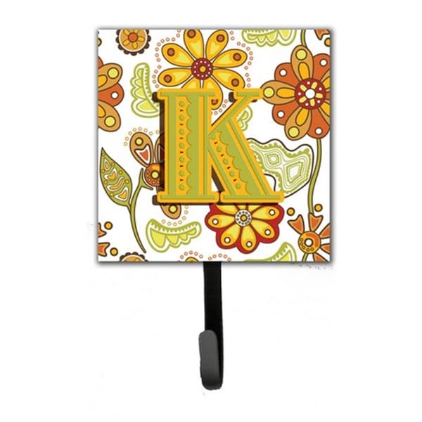 Carolines Treasures Letter K Floral Mustard And Green Leash and Key Holder CJ2003-KSH4 - main