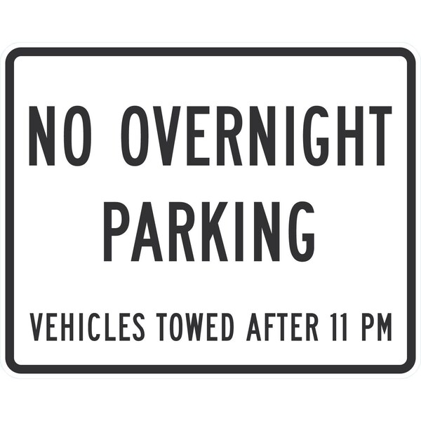 Lyle No Overnight Parking Vehicles Towed After 11 PM, 30x24, Non-Reflective, White G-14870-NA_30x24 - main