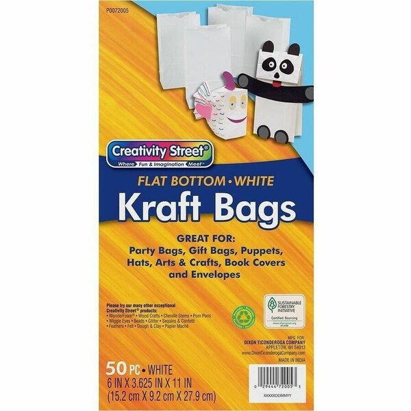 Rainbow Kraft Bag, White, 6in x 3.63in x 11in, PK100, Material: Paper P0072005 - main