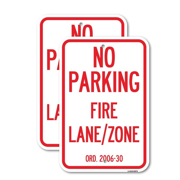 Signmission Princeton New Jersey No Parking Fire Lane Zone, 18'' X 24'' 2 Signs, Heavy Gauge Aluminum, 2PK A-1824-2PACK-23273 - main