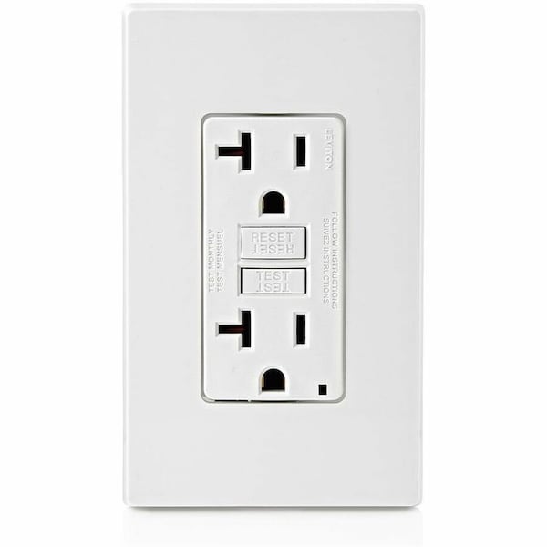 Leviton Self-Test GFCI Receptacle, Non-Tamper Resistant Duplex, 20 Amp, 125 Volt, 5-20R NEMA GFNT2-W - main