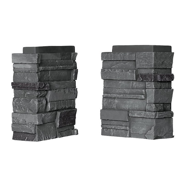 Durakwik Stone Siding Corner, 13 in L, 10 in W, 4 in Thick, Interlocking Edge, Volcano Ash, 4PK 310VAC - main