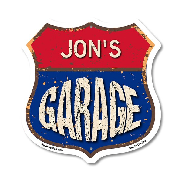 Signmission Jon's Garage, 18 Inch X 18 Inch, Plastic Sign SHI-P-18-383-JON - main