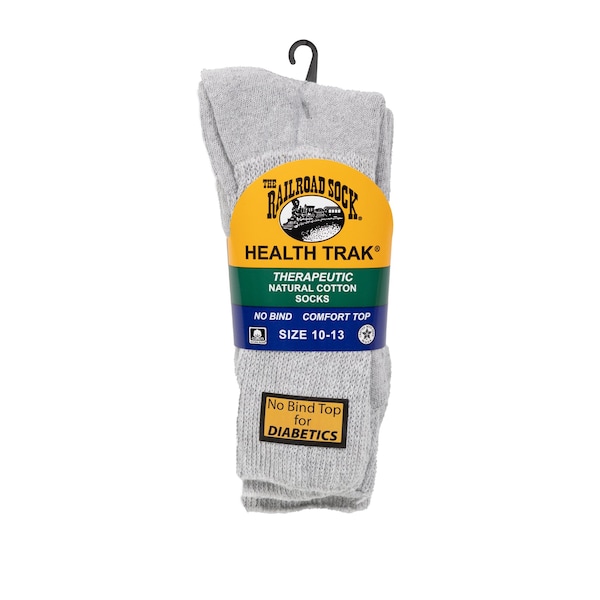 Railroad Sock Mens Therapeutic Crew Socks, 95% Cotton, 3% Nylon, 2% Elastic, Grey, 6-12 M, 2 PK 991 GY - main