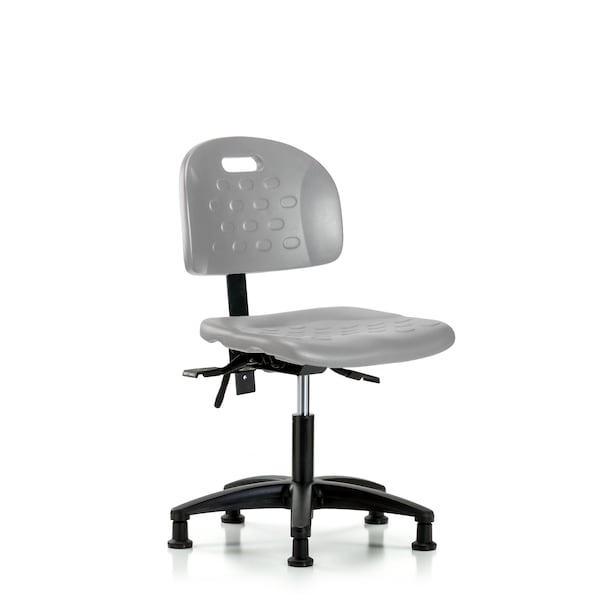Blue Ridge Ergonomics Newport Industrial Polyurethane Chair - Desk Height with Stationary Glides in Gray Polyurethane HPDHCH-RG-T0-A0-RG-GRY - main