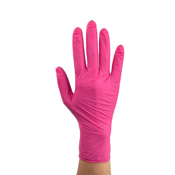 Dynarex AloeSkin Nitrile Exam Gloves w/Aloe, Large, Rose, Powder-Free, 1000PK 6723 - main