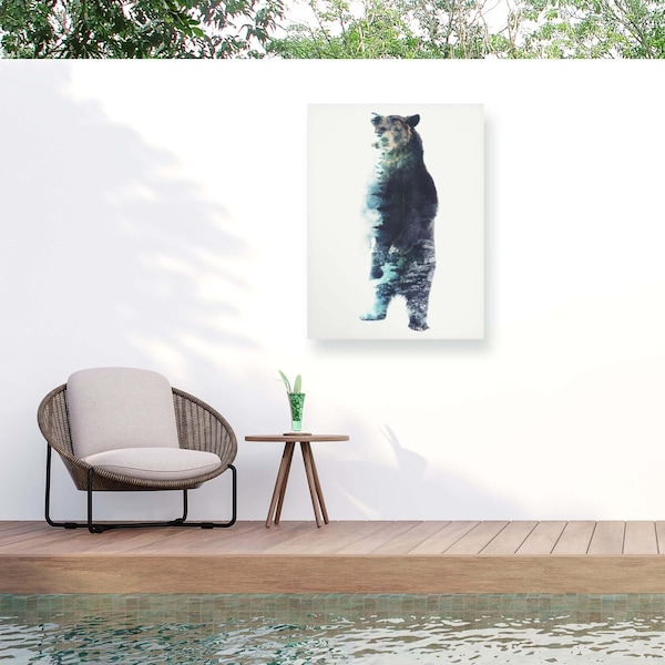 Trademark Fine Art Outdoor Canvas Art Barrett Biggers Misty Bear Wall Art for Patios, or Gardens GRL01357-OC2432WR - main
