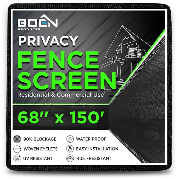 Boen Privacy Netting, Black, 68"X150ft PN-30006 - main