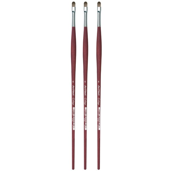 Da Vinci COLLEGE Student Brush, Synthetic, Acrylic & Oil, Filbert, Series 8750, Size 6, 3PK VA-8750_6 - main