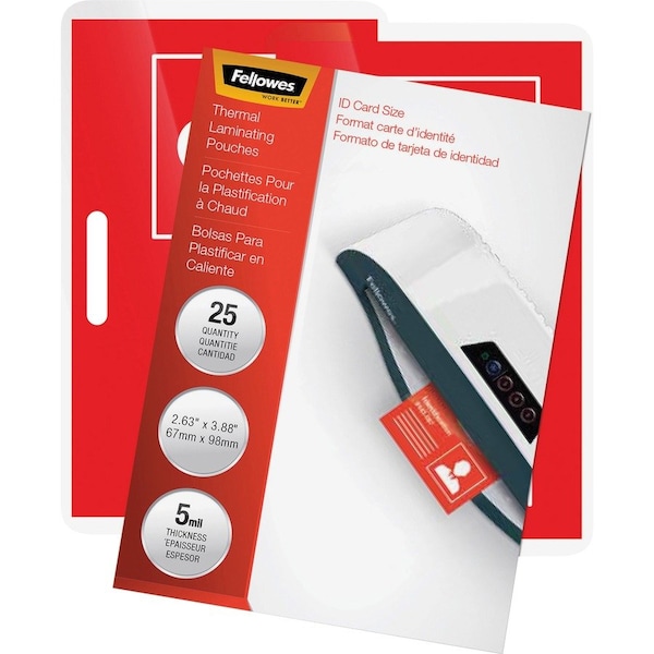 Fellowes 52007 Laminating Pouches 5mm 2-5/8 x 3-7/8 25 Pack 52007 - main