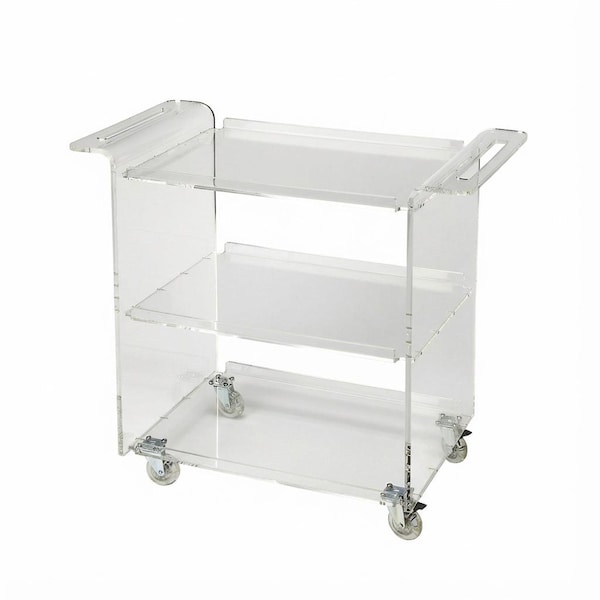 Homeroots Clear Acrylic Rolling Server Bar Cart 388954 - main