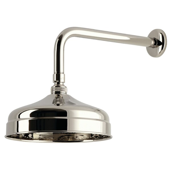 Kingston Brass 8" Round Raindrop Brass Shower Head with 12" Shower Arm, Polished Nickel K124K36 - main