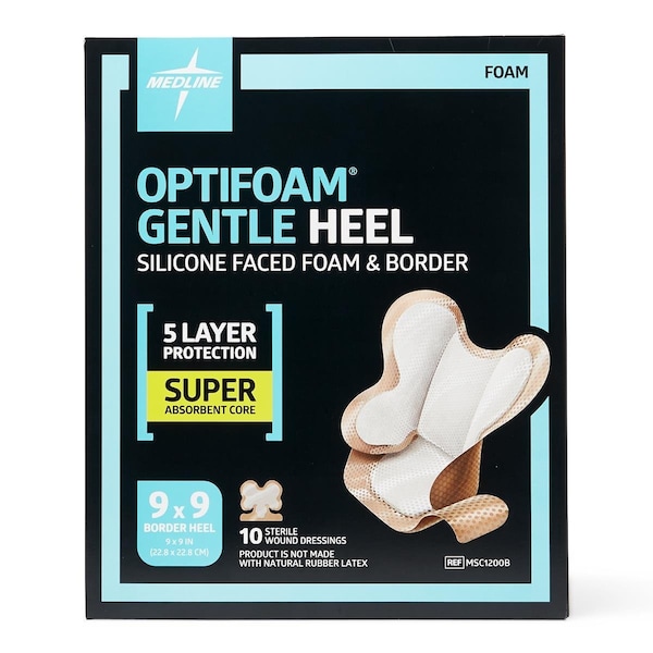 Medline Optifoam Gentle Silicone-Faced Foam and Border Heel Dressing MSC1200BH - main
