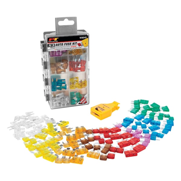 Performance Tool 113 pc. Auto Fuse Kit, Tester, Standard Mini Fuses, Storage Case W9045 - main