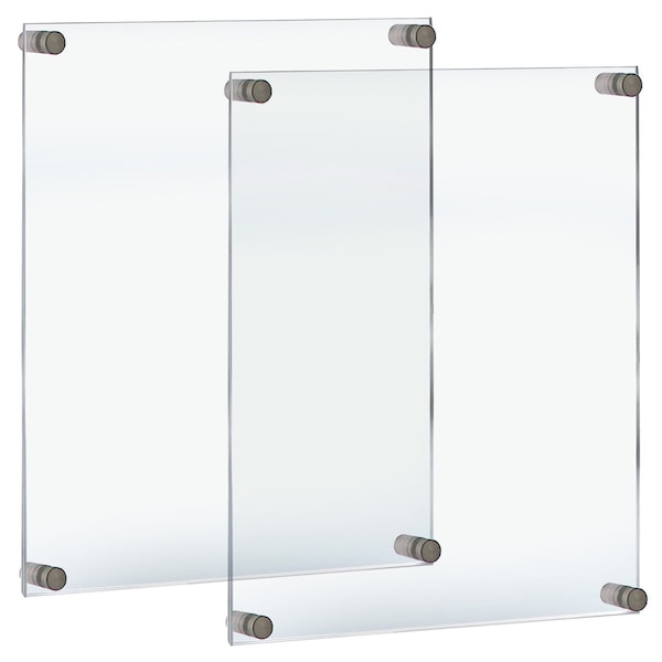 Azar Displays 22inW x 28inH Sign Holder with 1in SILVER Caps and Standoffs, 2PK 105530-SLV-2PK - main