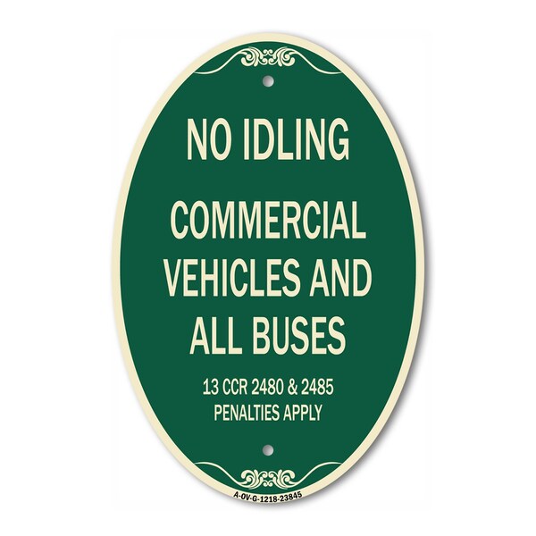 Signmission No Idling Commercial Vehicles and All Buses 1, 12 In X 18 In Architectural, Heavy Gauge Aluminum A-OV-G-1218-23845 - main