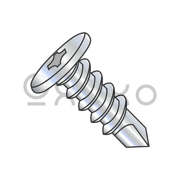 Oxoxo 1/4-14X2 Phillips Pancake Head Self Drilling Screw Full Thread Zinc Bake, 800PK 594910 - main